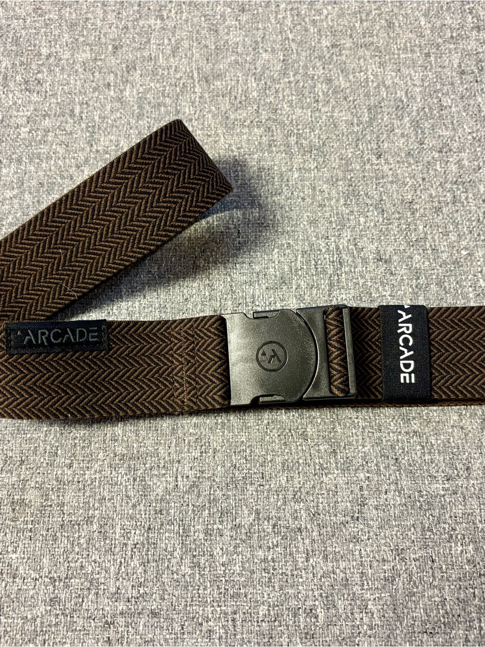 Arcade Brown Herringbone Stretch Belt with Black Buckle